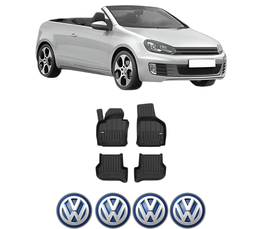 Set covorase presuri Volkswagen GOLF VI Convertible (517) din 2011-2016, auto, din cauciuc thermoplastic, 4 Stickere auto cu Volkswagen