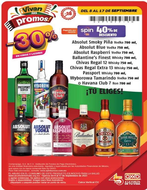Oxxo: 30% DE DESCUENTO EN BEBIDAS ALCOHOLICAS SELECCIONADAS | Pagando con Spin