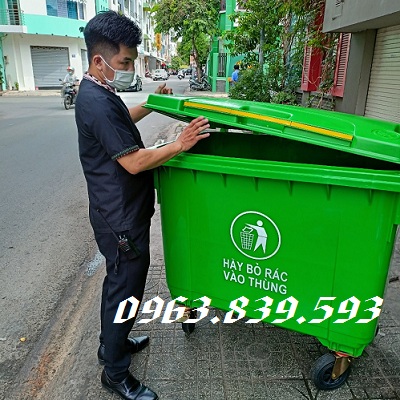 Bán thùng rác hdpe 660L rẻ nhất Biên Hòa./ Lh 0963 839 593 Ms.Loan Thung-rac-do-thi-660lit-xanh-la