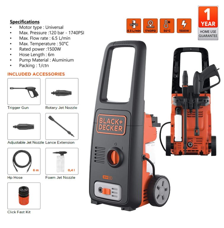 BLACK+DECKER BW15-IN Pressure Washer Price in India - Buy BLACK+