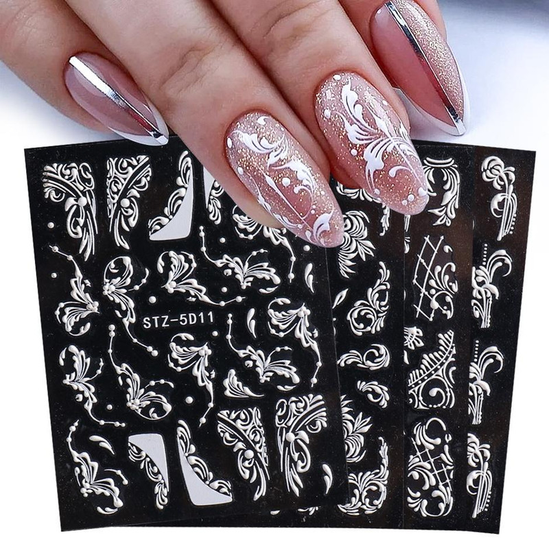 Elegant Bridal Floral Nail Designs