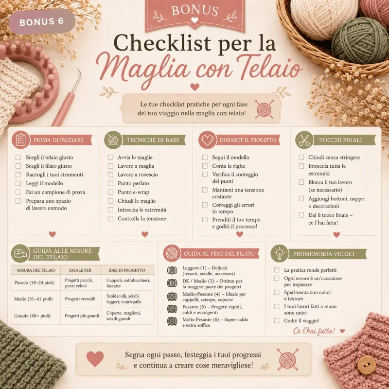 Checklist per il lavoro a maglia
