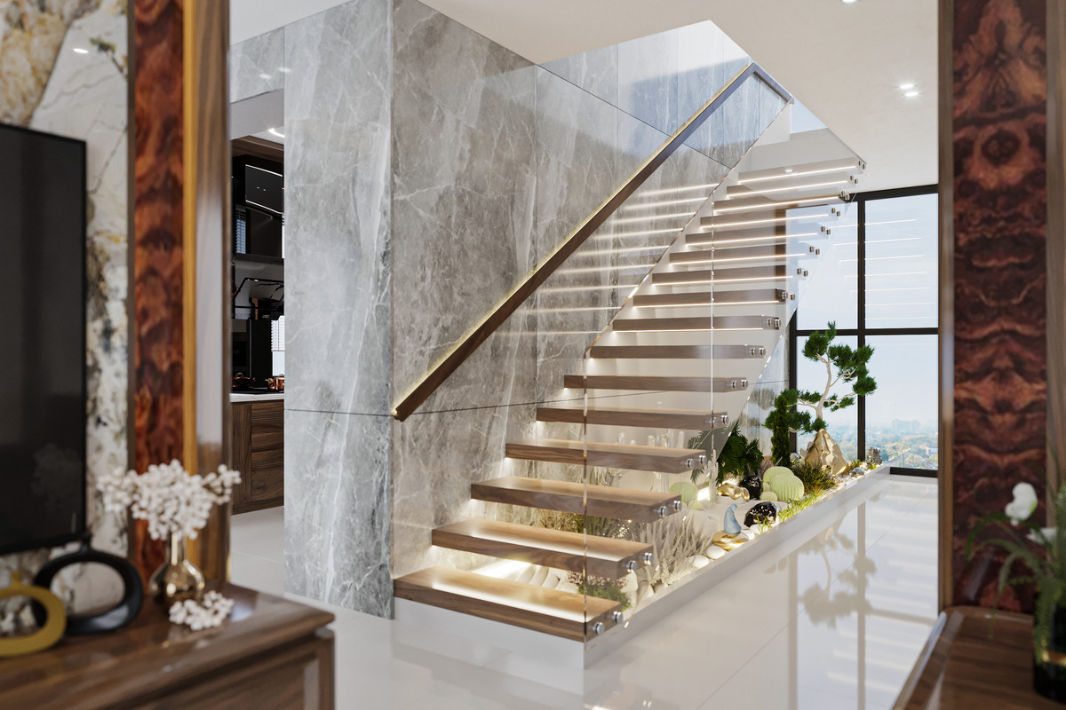 Modern Glass Balustrade Staircase Design