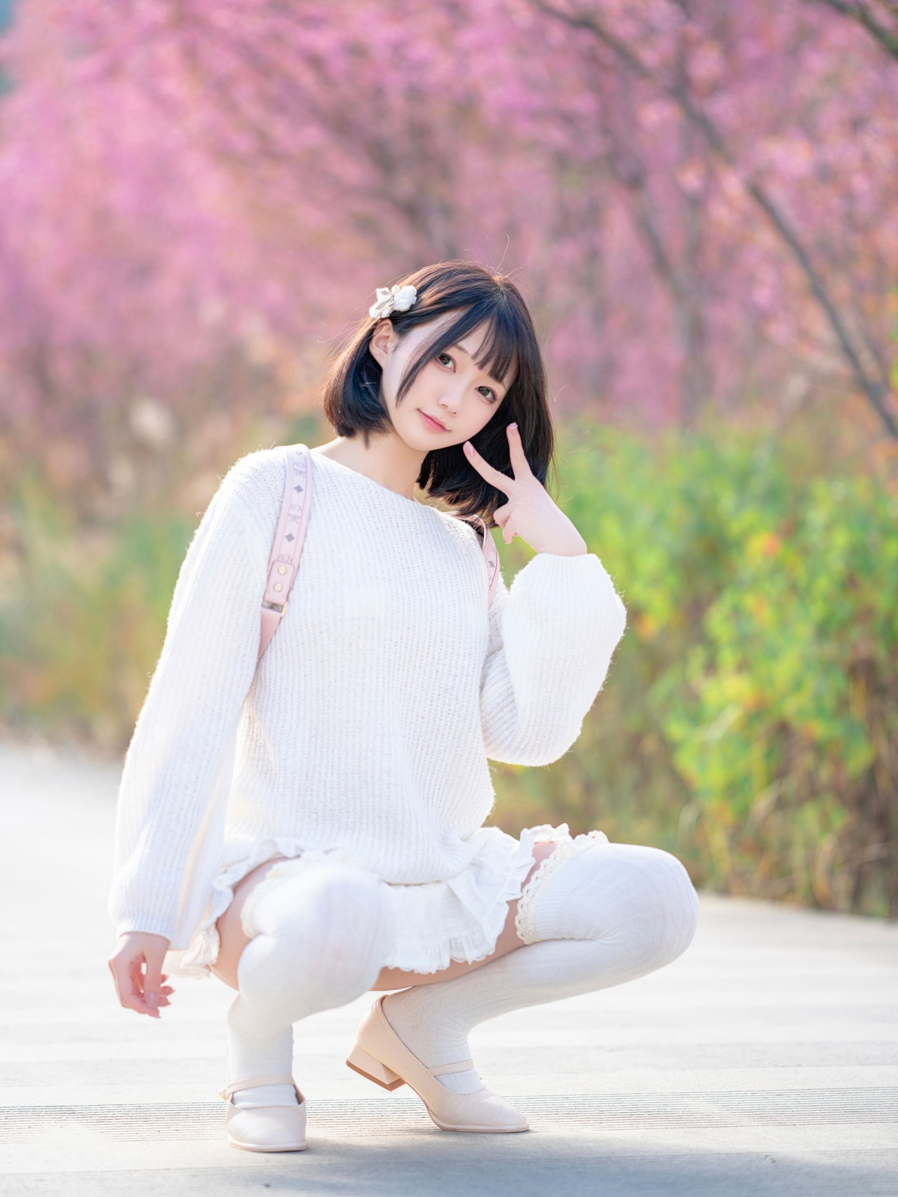 nagisa 魔物喵《樱花树下》写真，清新优雅的气质美女插图1