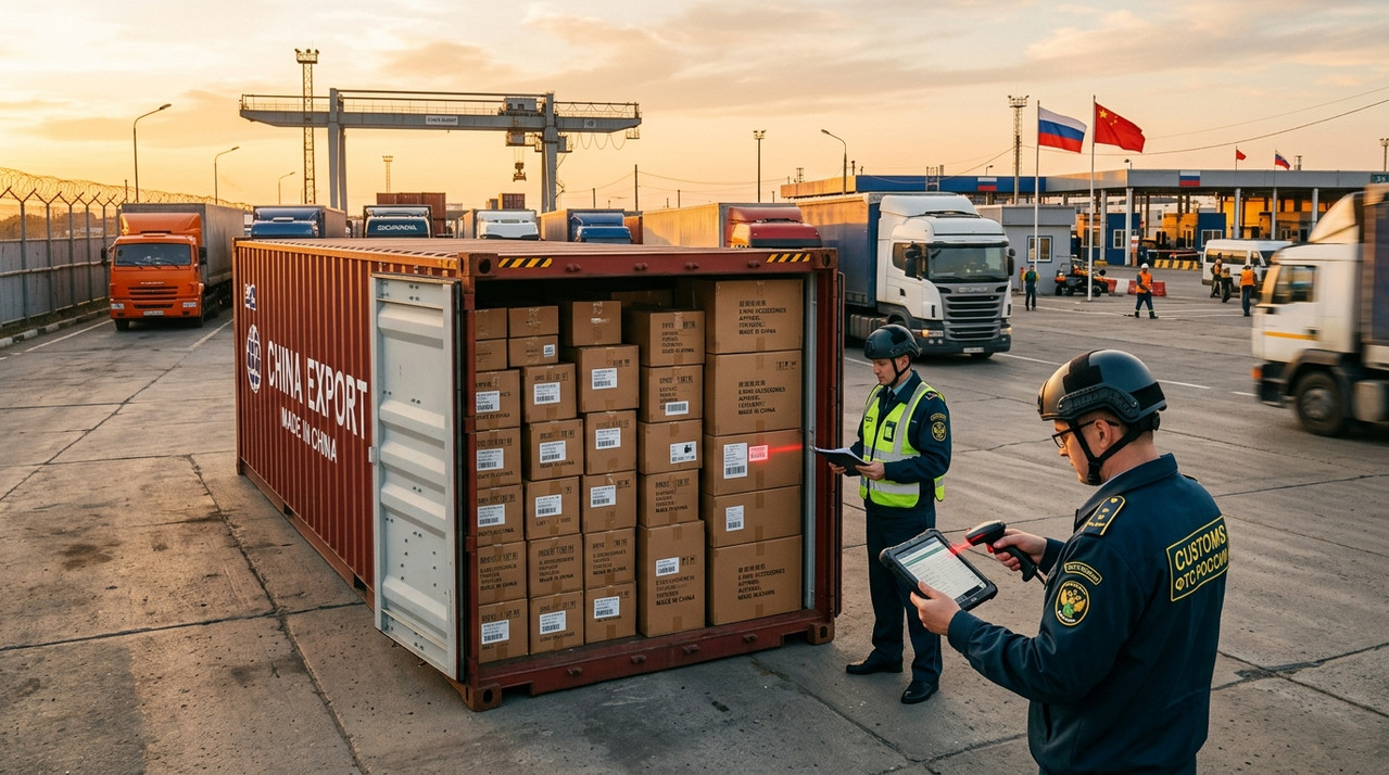 Таможенное оформление контейнера с товарами из Китая на российскую границе