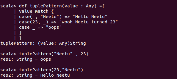 Code for Tuple Pattern