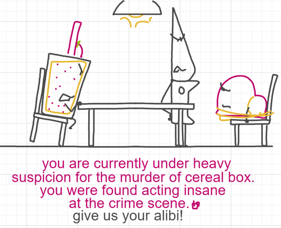 A panel from A Murder On The, episode six of the Board Boards object show by Furretwalk/WalkingFurret.