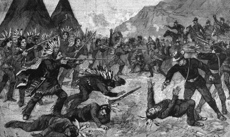 Représentation de la bataille d’End Plateaus en 1875