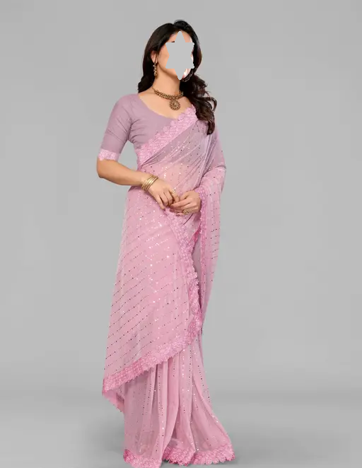 SHIMMER SAREE WITH MIRROR WORK AND CHEMICAL LACE AND DIMOND HAND WORK_COLOR3(R104)