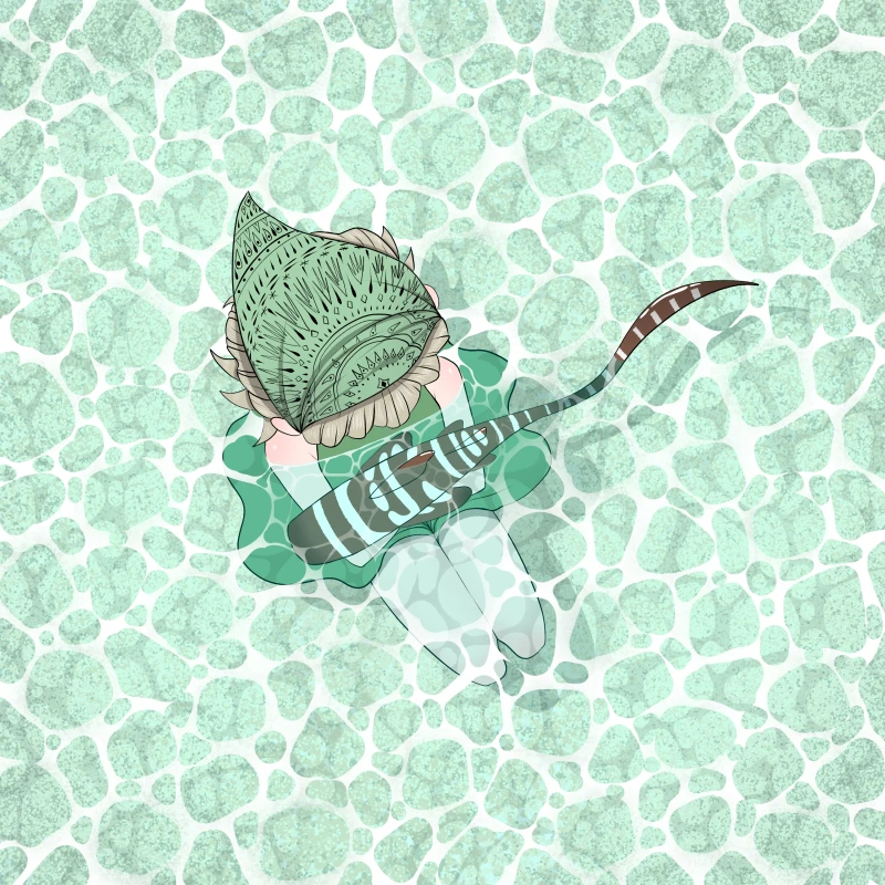 person wearing bandana cradling a zebra shark while kneeling in shallow water