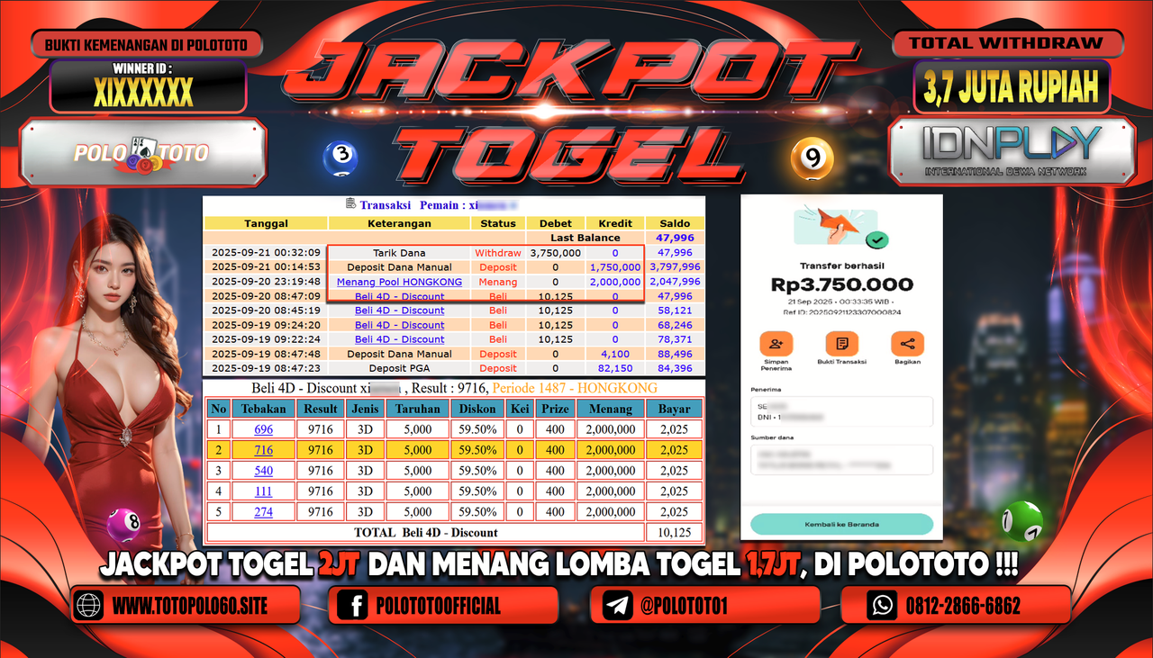 POLOTOTO JACKPOT TOGEL HONGKONG LOTTO Rp.3.750.000,-