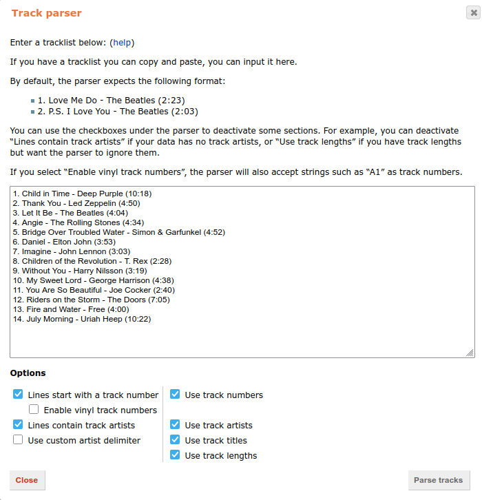 Track parser - screenshot