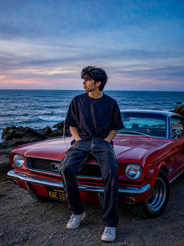 Vintage Car Coastal Twilight