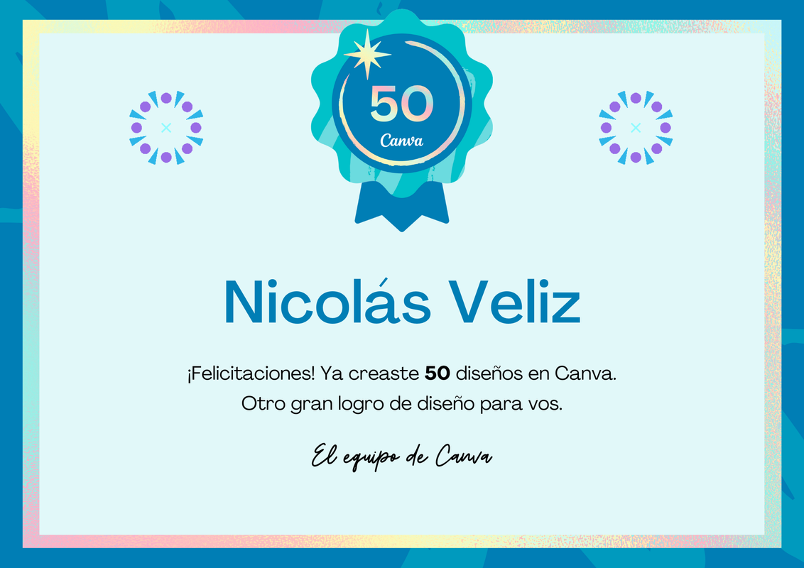 Insignia por tus 50 diseños en Canva