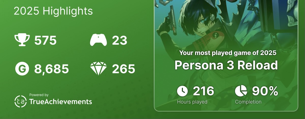 [TrueAchievements] My Year on Xbox - Your 2025 Xbox Stats | ResetEra