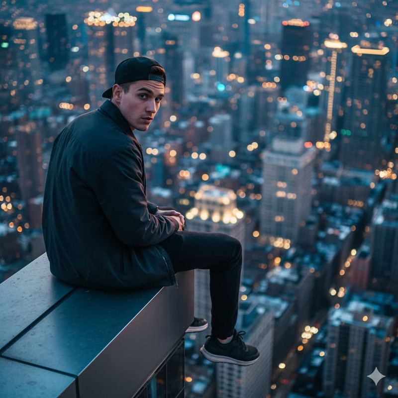 На краю небоскрёба по фото нейросеть