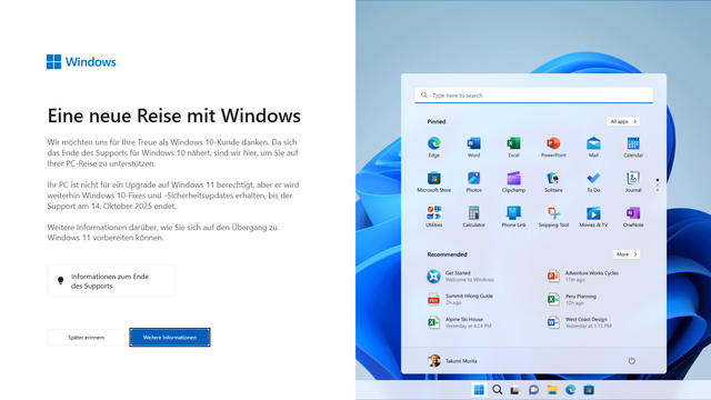 Nerv-Anzeige zum Windows 10-Ende