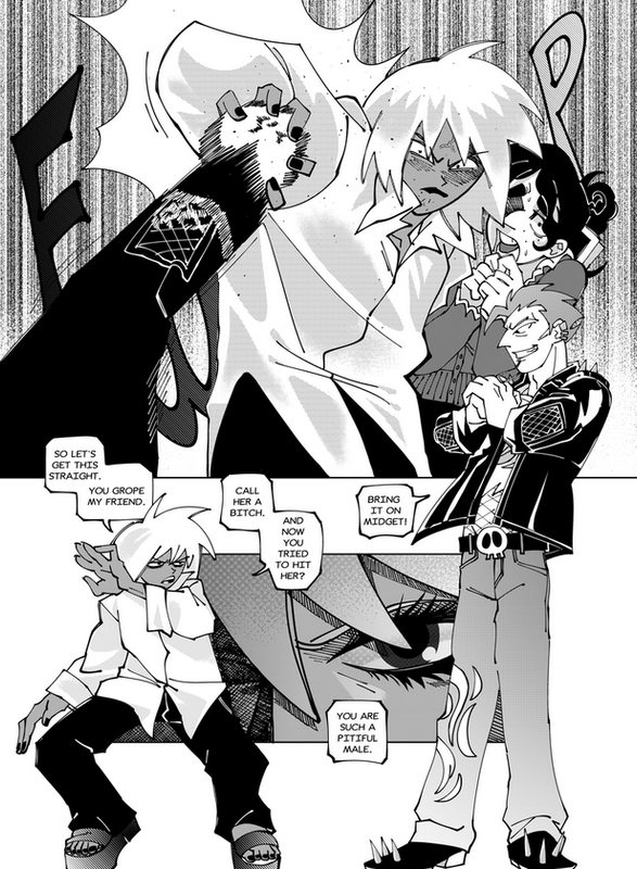 An entire page where Hennessy grabs the culprits hand stopping his punch.