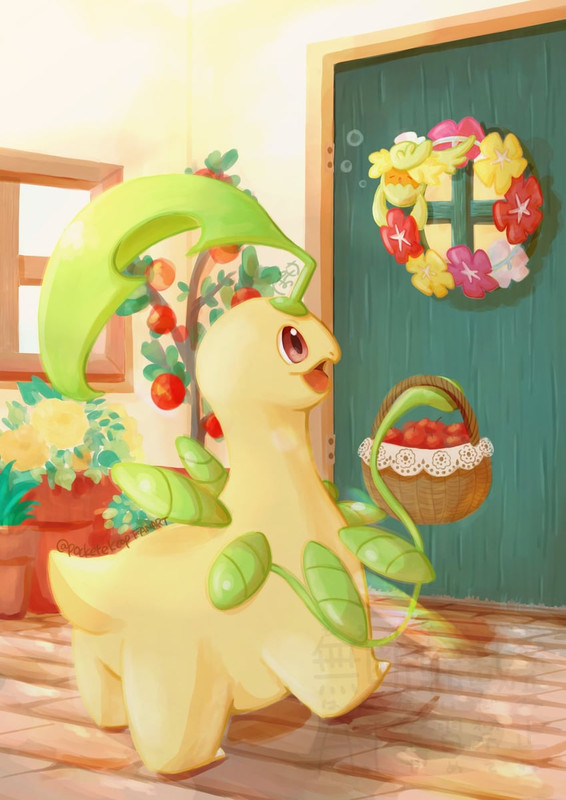 comfey-and-bayleef-pokemon-drawn-by-pock