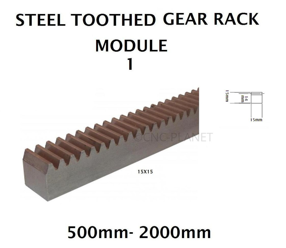 MODULE 1 15X15 EN8 STEEL TOOTHED GEAR RACK PINION CNC PLASMA ROUTR 500