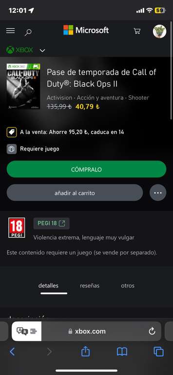 Xbox: Cod Black Ops 2 Season Pass (TURQUÍA)