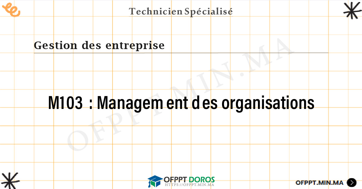 Sommaire détaillé du cours Management des organisations M103 OFPPT - Structure du module
