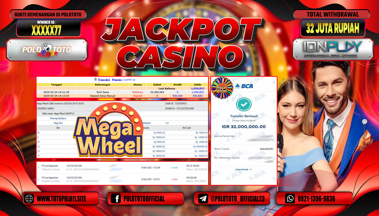 POLOTOTO JACKPOT CASINO MEGA WHEEL Rp.32.000.000,-