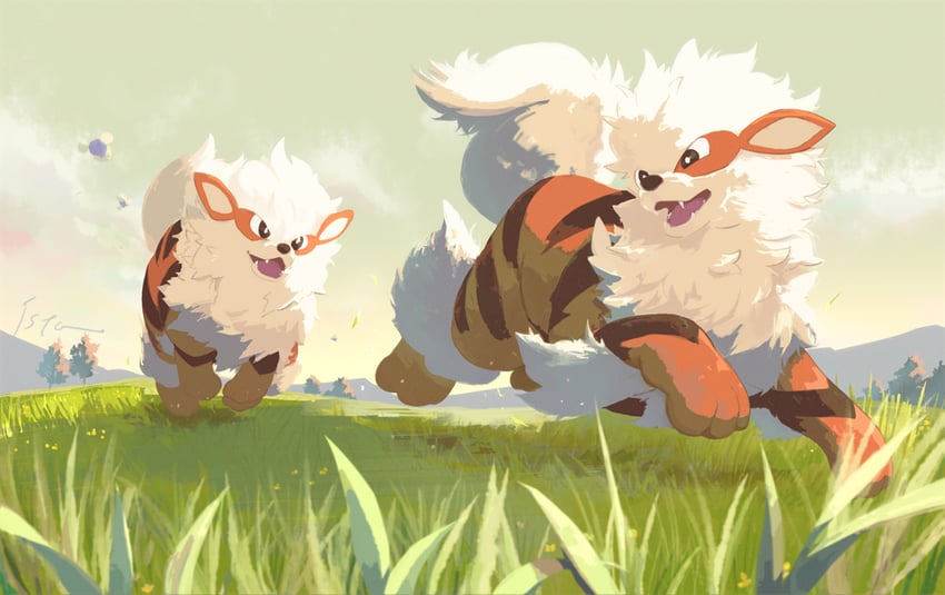 arcanine-and-jumpluff-pokemon-drawn-by-i