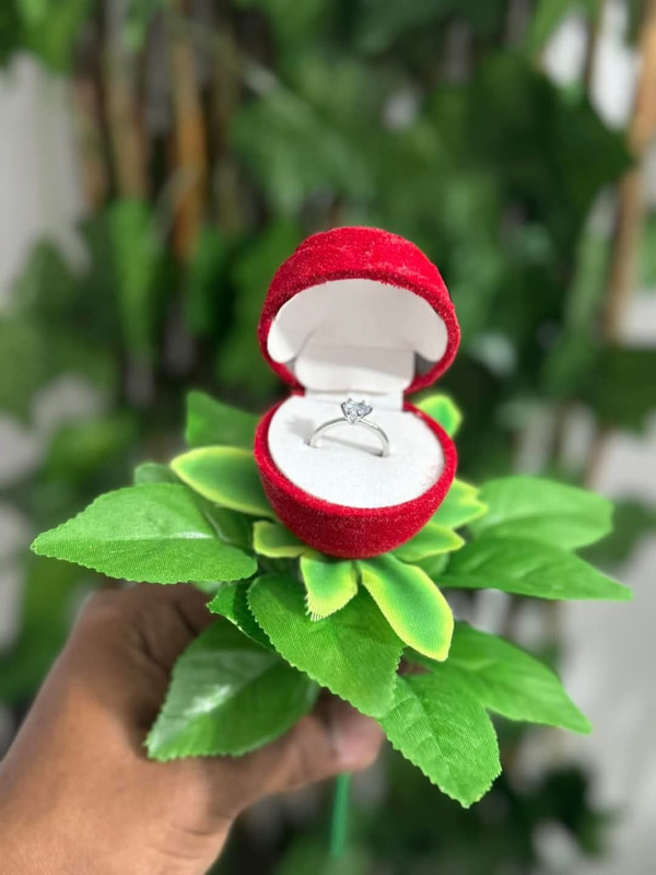 New Arrival Finger Ring With Red Rose Ring Box For Valentine Day
