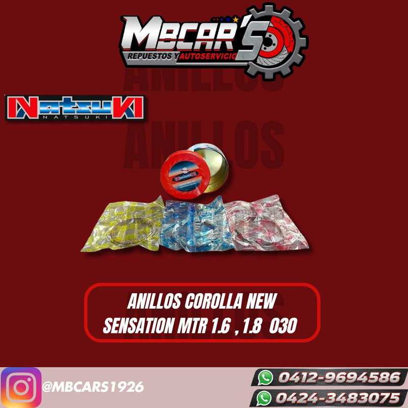 ANILLOS COROLLA NEW SENSATION MTR 1.6 / 1.8 0.30