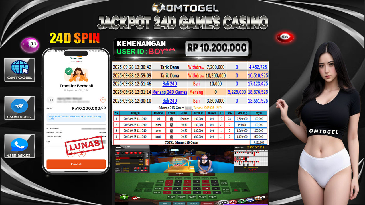 OMTOGEL JACKPOT LIVE GAMES 24D 10 JUTA DI BAYAR LUNAS ,-