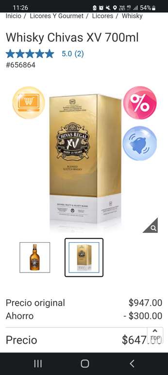 Costco: Whisky Chivas XV 700ml 
