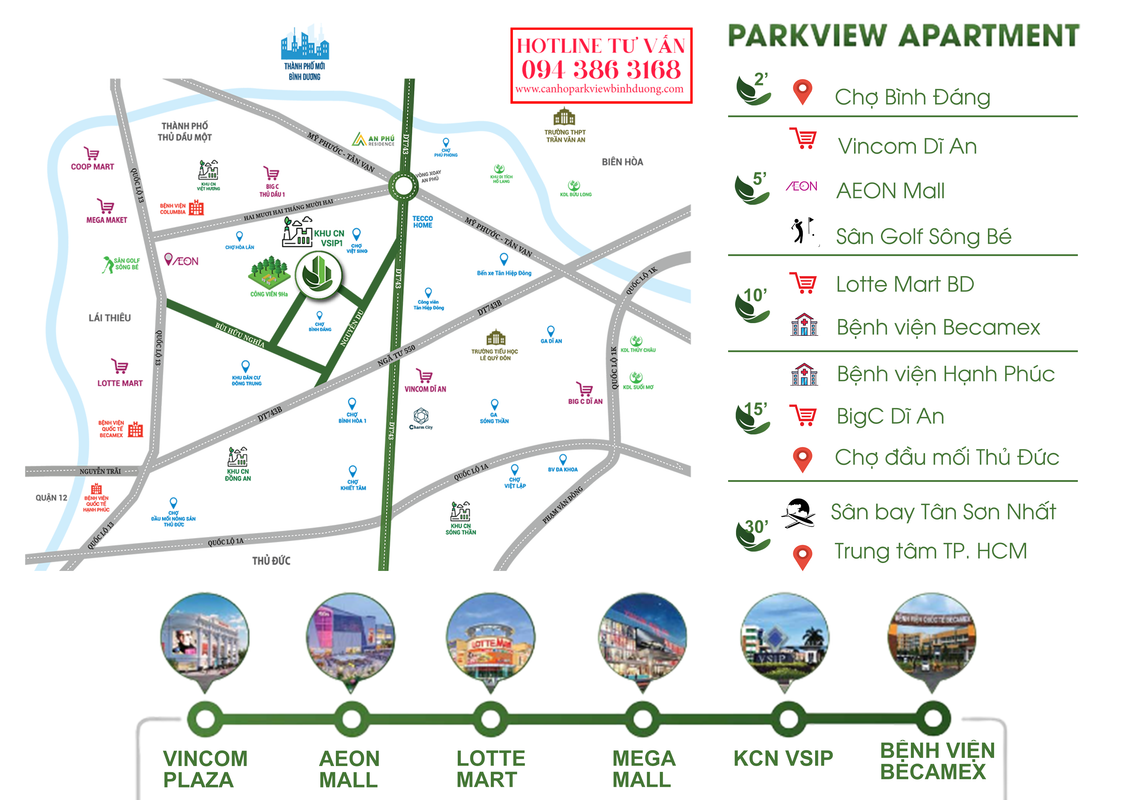 Bản đồ dự án Parkview Apartment Bình Dương
