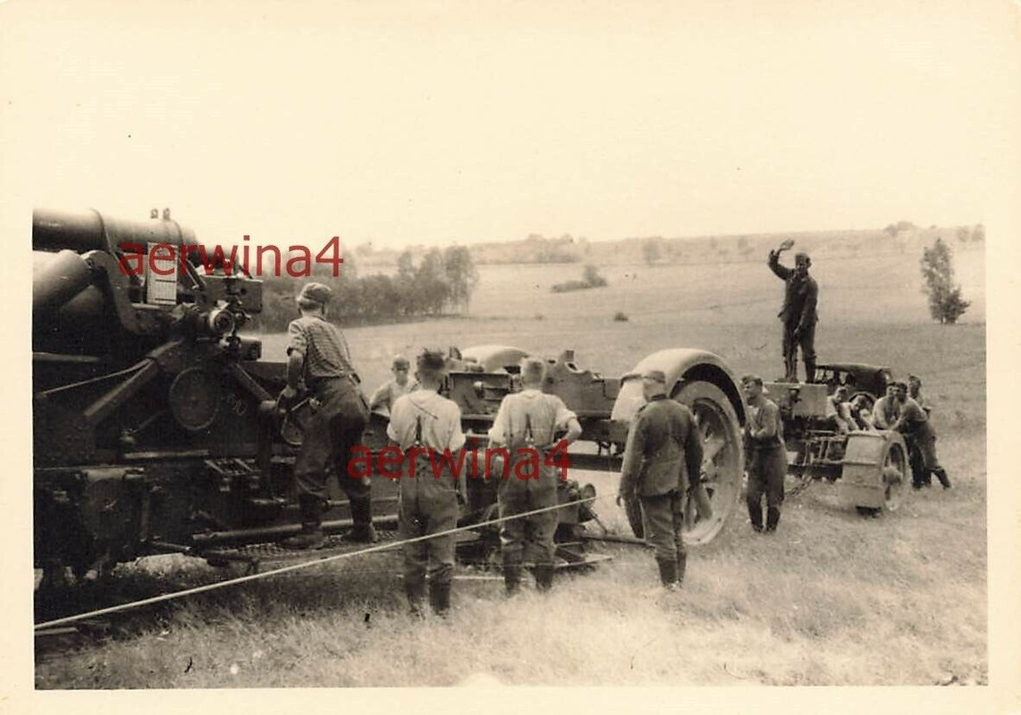 21cm Mörser 18 Geschütz wird in Stellung gebracht Spicherer Höhen Frankreich