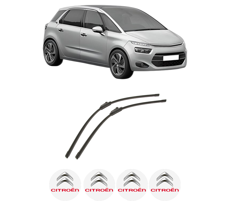 Set stergatoare auto CITROEN C4 GRAND PICASSO II (DA_, DE_) din 2013-2018, pentru parbriz auto, 2 bucati, Bosch Aerotwin, din cauciuc siliconat rezistent, 4 Stickere Auto CITROEN