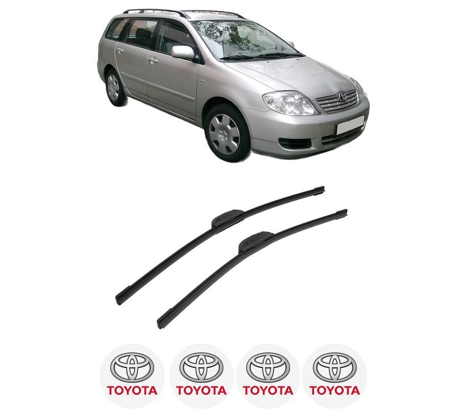 Set stergatoare auto TOYOTA COROLLA Estate (_E12_) din 2002-2007, pentru parbriz auto, 2 bucati, Bosch Aerotwin Retrofit, din cauciuc siliconat rezistent, 4 Stickere Auto TOYOTA