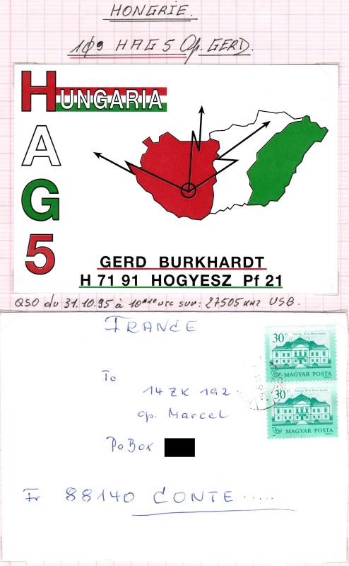 QSLs de quelques pays de l'Est (Russie, Balkan etc).   QSL-HONGRIE-10-95