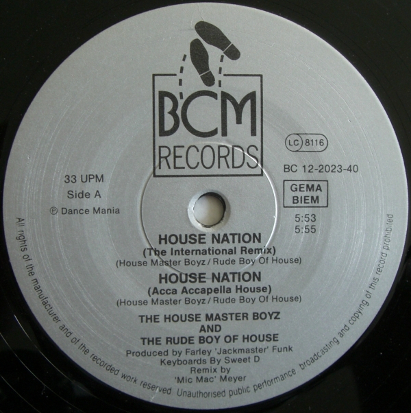 16/04/2023 - The House Master Boyz And 'The Rude Boy Of House' Farley 'Jackmaster' Funk – House Nation (Vinyl, 12, 33 ⅓ RPM)(BCM Records – B.C. 12-2023-40)   1987 R-421447-1154623845