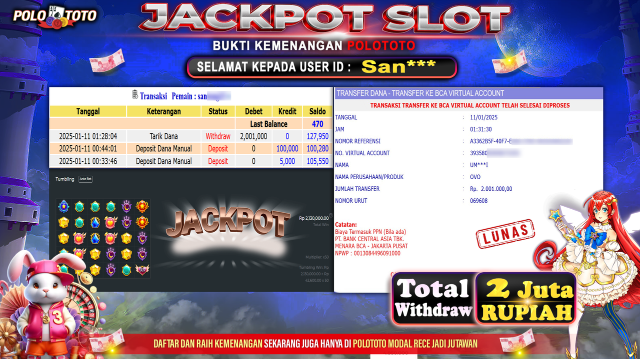 POLOTOTO JACKPOT SLOT STARLIGHT PRINCESS 1000 Rp.2,001.000,-
