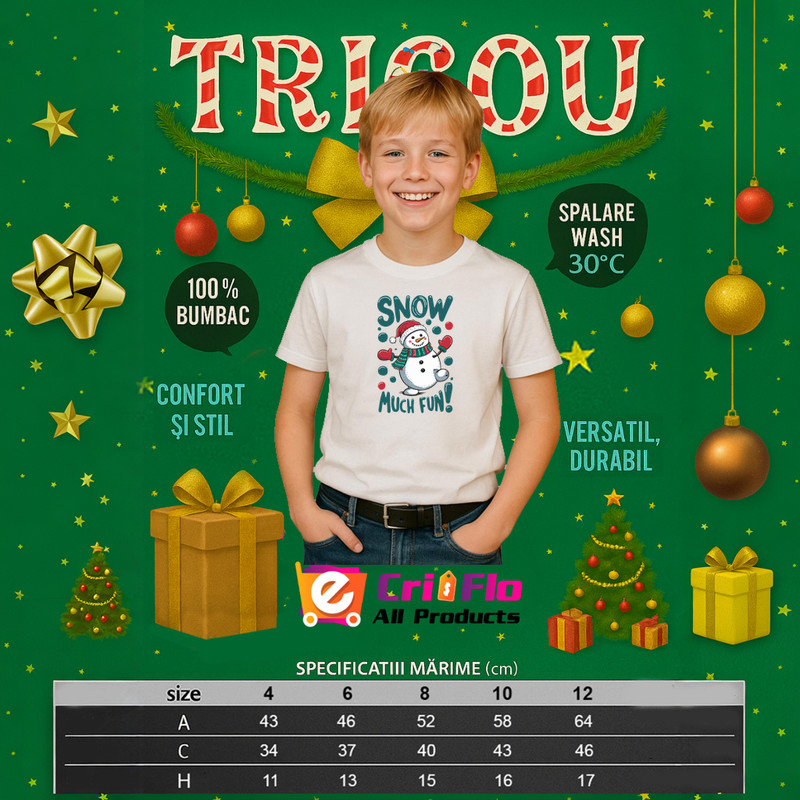 grafica 2896 tricou alb baiat craciun 2