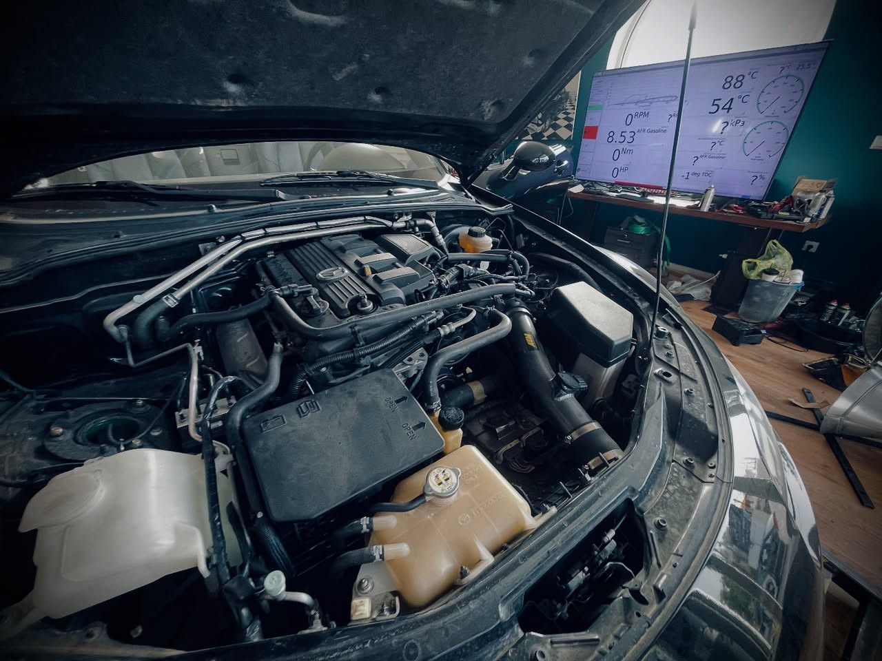 MX5 2.5 swap dyno graph before after