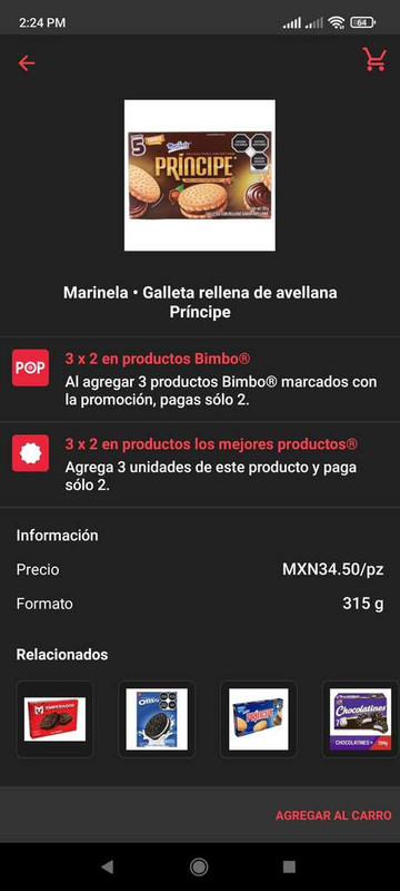 Cornershop 3x1 en algunos productos marinela. En Chedraui