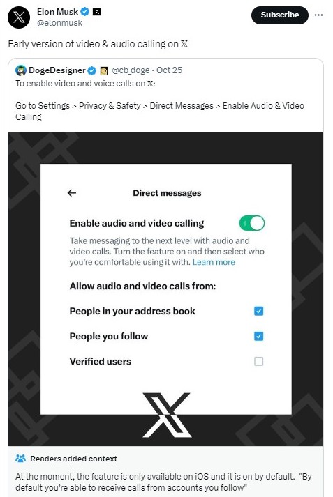 X/Twitter Launches Video And Audio Calls For Users - FollowerBar