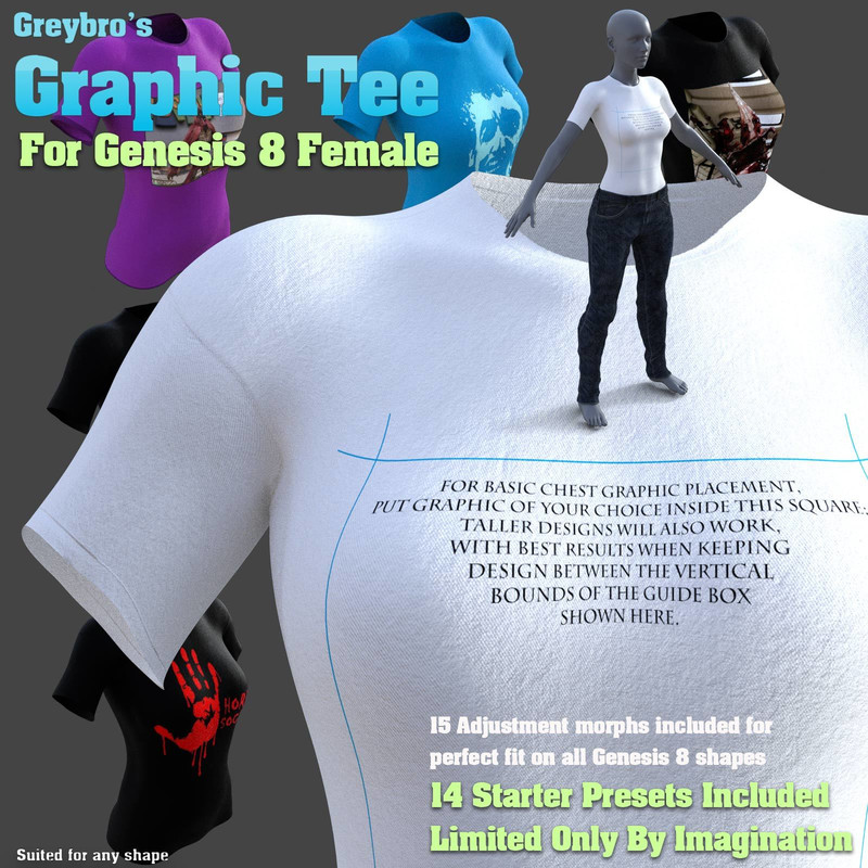 Greybro's Graphic Tee for Genesis 8 Female Greybro's Graphic Tee for Genesis 8 Female