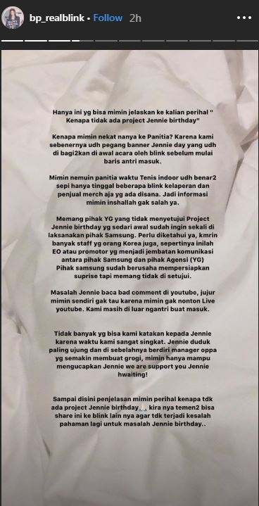 Klarifikasi akun Instagram bp_realblink
