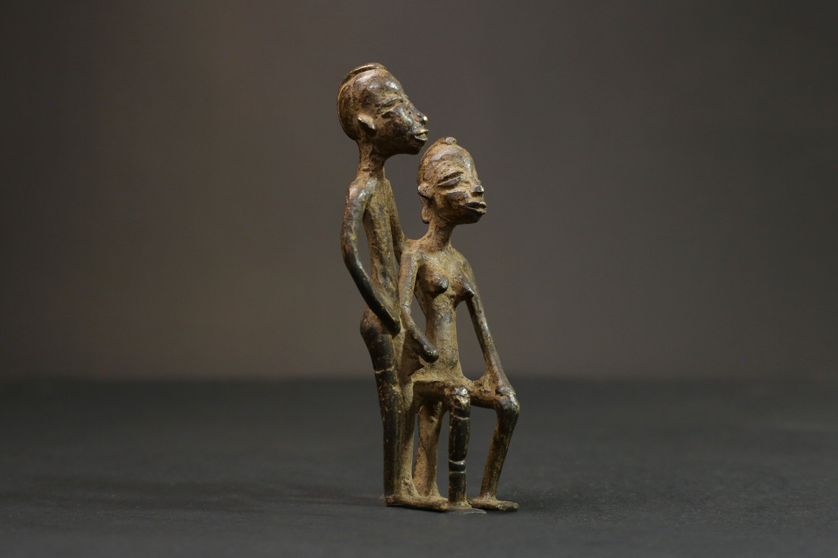 African sculpture benin tribal Brass Figure vintage wax