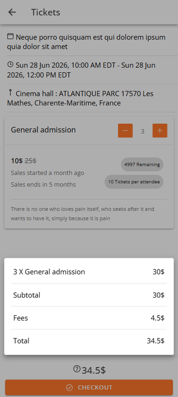 eventic attendee app tickets
