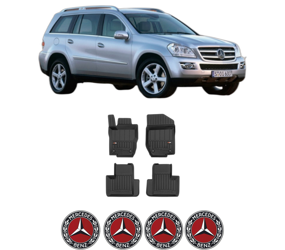 Set covorase presuri MERCEDES-BENZ GL-CLASS (X164) din 2006-2012, auto, din cauciuc thermoplastic, 4 Stickere auto cu MERCEDES-BENZ