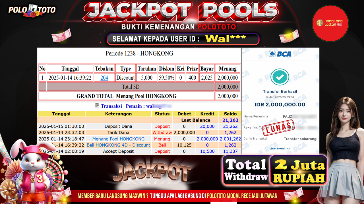 POLOTOTO JACKPOT TOGEL PASARAN HONGKONG Rp.2,000.000,-