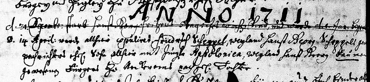 Georg Friedrich Scheppel und Appolonia Ehe 14 04 1711